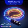 6A RGB цветной PD сверхбыстрый кабель для зарядки Type-C 3-в-1