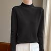 Classic Versatile Half Turtleneck Pure Wool Thick Sweater Women Loose Long Sleeve Knit Top