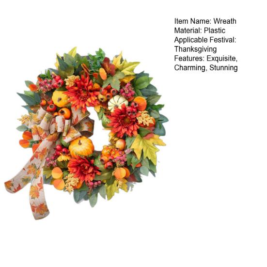 18-дюймовый осенний венок для входной двери, венок из искусственных тыкв с