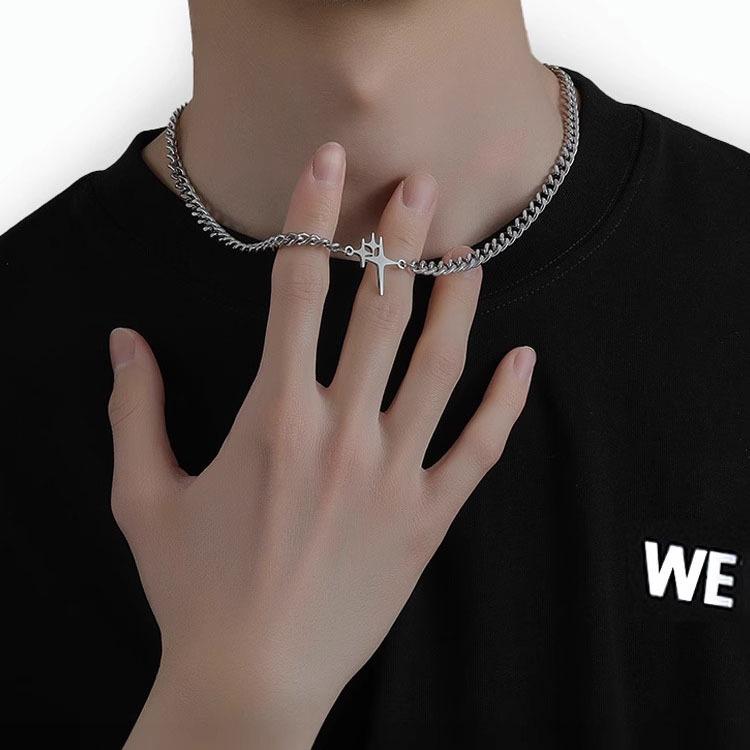 Мужское ожерелье-крест Starburst из титановой стали 2023 года - Не выцветающий хип-хоп дизайн, Универсальная модная бижутерия