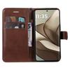 For Motorola Edge 50 5G Case Solid Color Leather Mobile Cover Wallet Stand with Strap