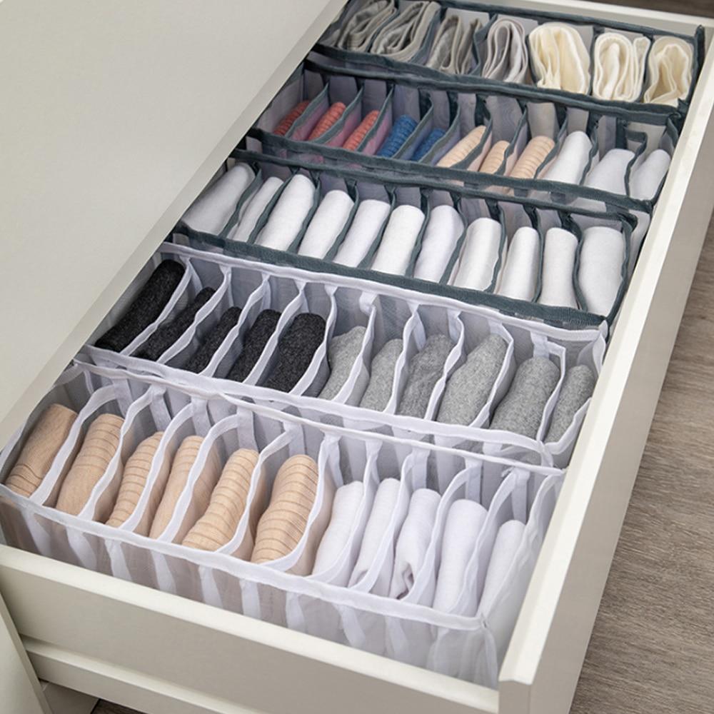 Dormitory Closet Organizer for Socks Home Separated Underwear Storage Box 30 Grids Bra Organizer Foldable Drawer Organizer