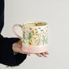 Керамическая кружка OLOEY с ретро-цветочным рисунком и кошкой