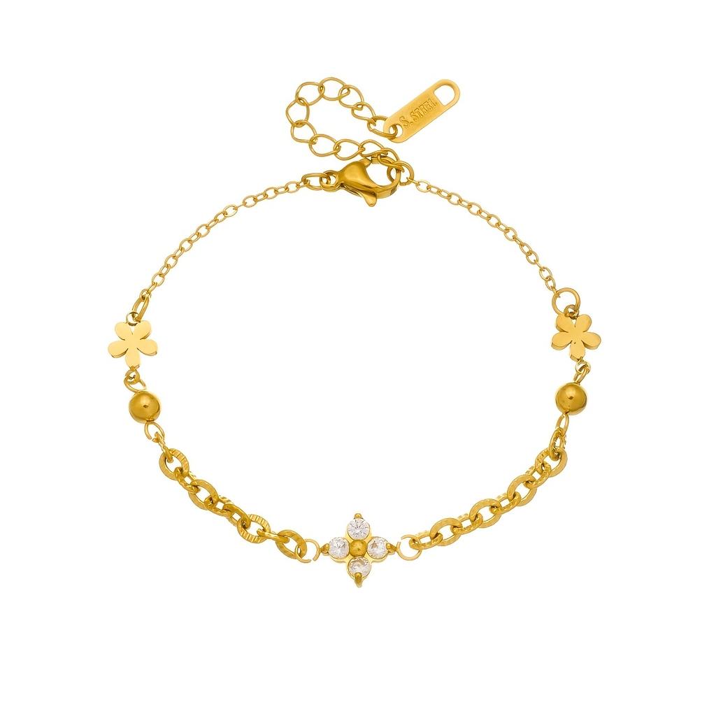 304Stainless Steel Gold Flower Women's Bracelet Exquisite Elegant Floral Bangle Stainless Steel Material Romantic Fashionable Women's Gift