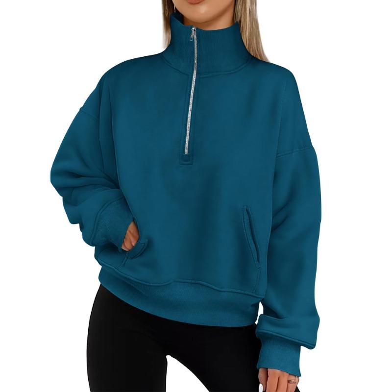 Осенне-зимний женский свитер с двумя карманами на молнии до середины бедра