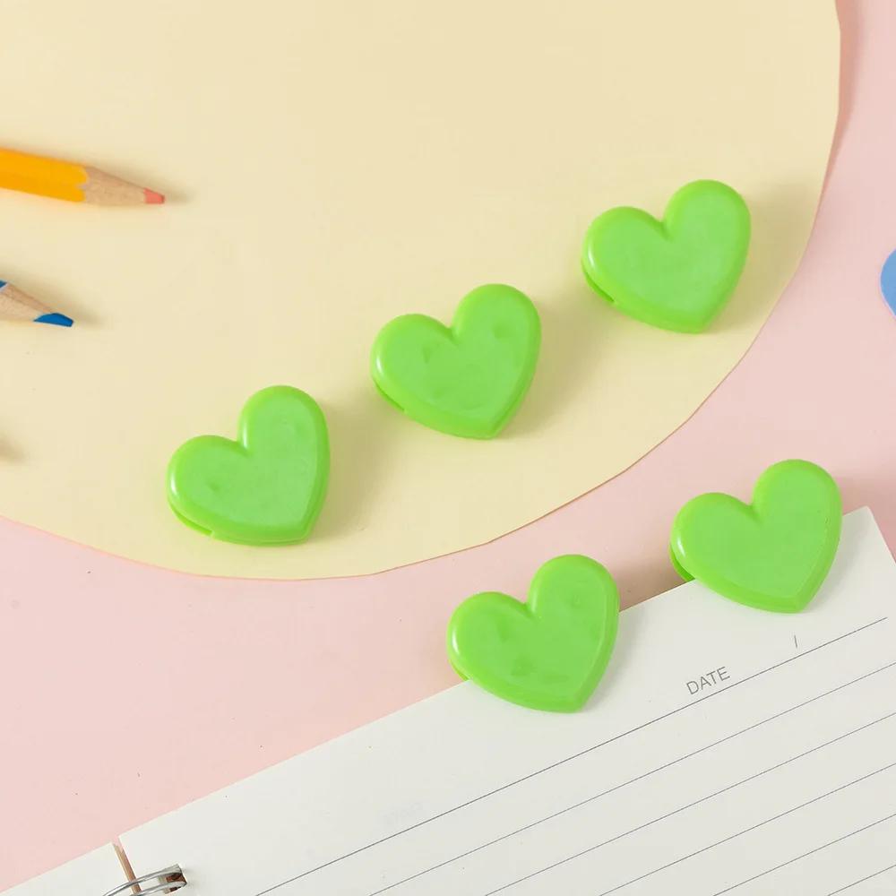 10 шт./лот скрепки в форме сердца, симпатичные многоцелевые маленькие пластиковые скрепки для школьников и студентов