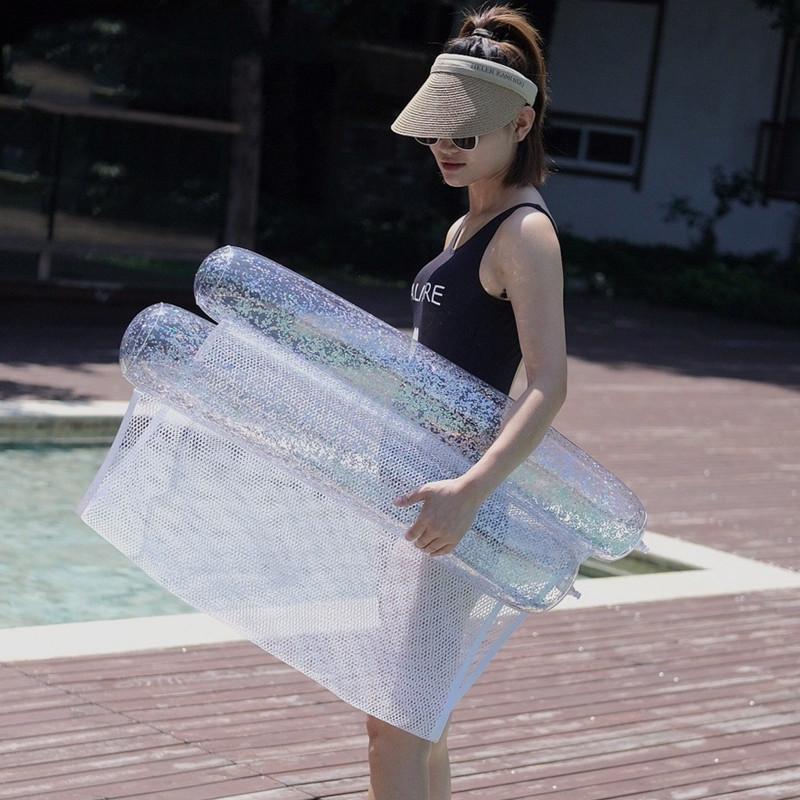 Горячая Распродажа Прозрачное ПВХ Плавающее Кресло с Блестками Надувной Гамак для Взрослых 130*70см Овальный