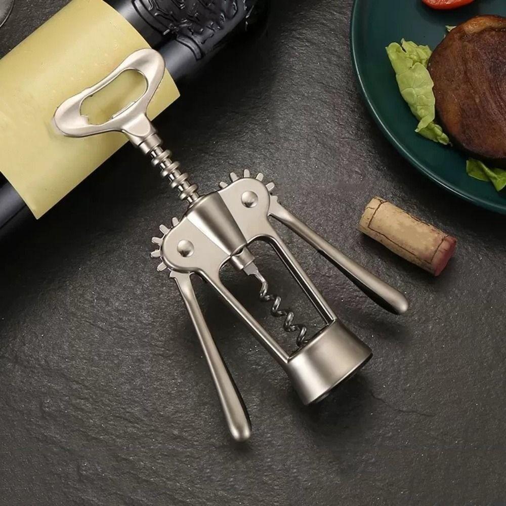 Stainless Steel Wine Corkscrew Wing Design Wine Cork Remover Spiral Bottle Opener Household