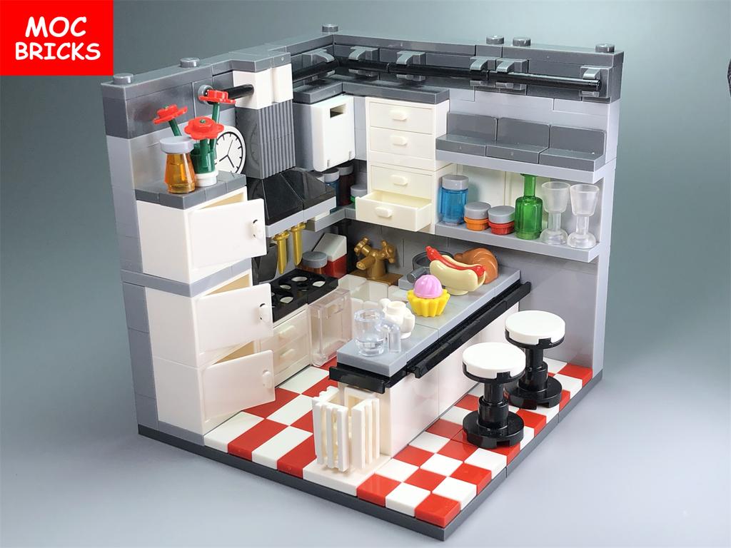 Нетоксичный набор Moc Bricks Декор для дома Набор для DIY Кухня Приготовление еды Образовательные Строительные блоки Фигурки Игрушки Для детей Рождественские подарки