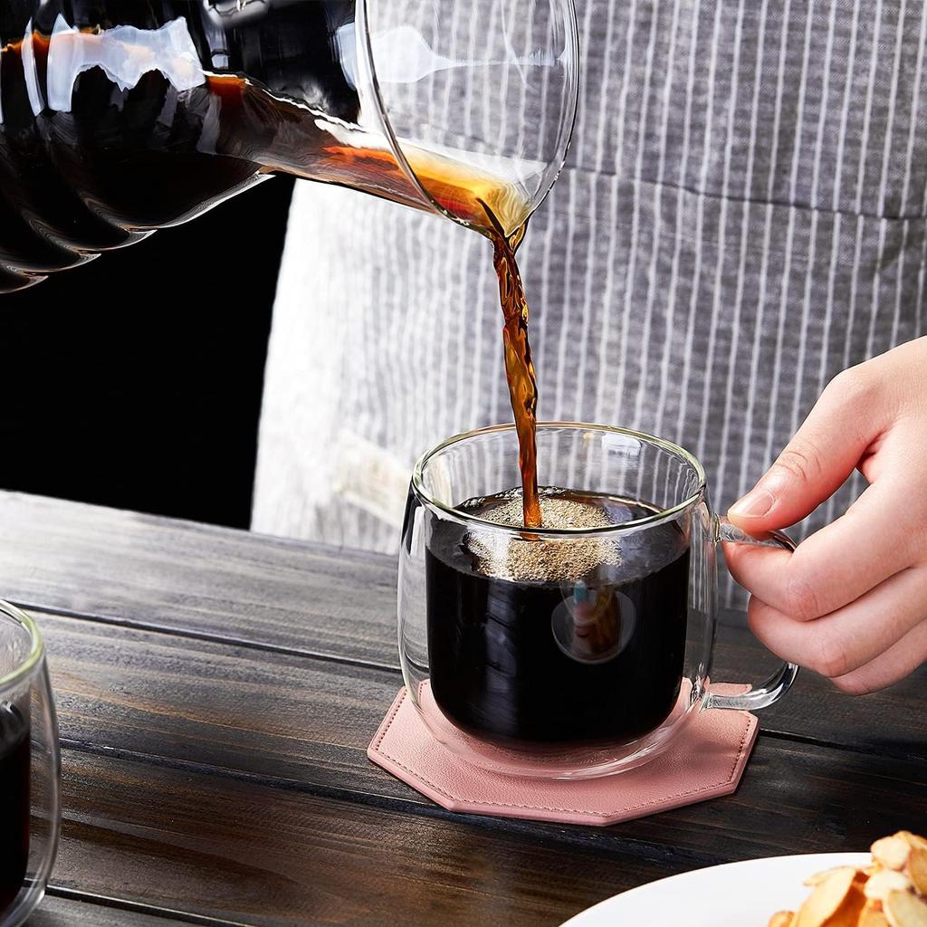 Набор из двухслойного стекла для чая Pokaro из термостойкого стекла. Двойное стекло для кофе. Можно использовать при кипячении в микроволновой печи, при нагревании и охлаждении.