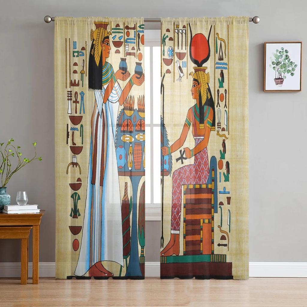Woman Mural Window Curtains for Living Room Kitchen Door Curtain Sheer Curtains for Bedroom