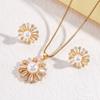 Zircon Sunflower Necklace Women'S Light Luxury Simple Versatile Pearl Pendant Set
