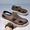 Baotou Leather Sandals Men's Beach Shoes 2025 Summer New Roman Hollow Fashion Men's Shoes