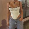 Fashion Sexy Spicy Girl Tank Top Women Casual 2024  Slim Fit Patchwork Solid Simple Waist Tied Chest Strap Y2k Crop Top 30732