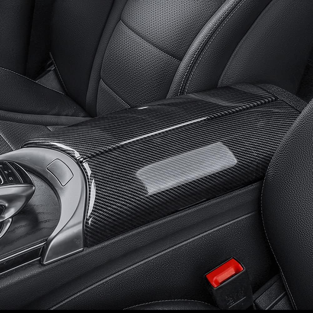 Interior Center Console Armrest Storage Box Protective Cover Trim For Mercedes Benz C Class W205 GLC Class X253 Accessories 2015- (Carbon Fiber