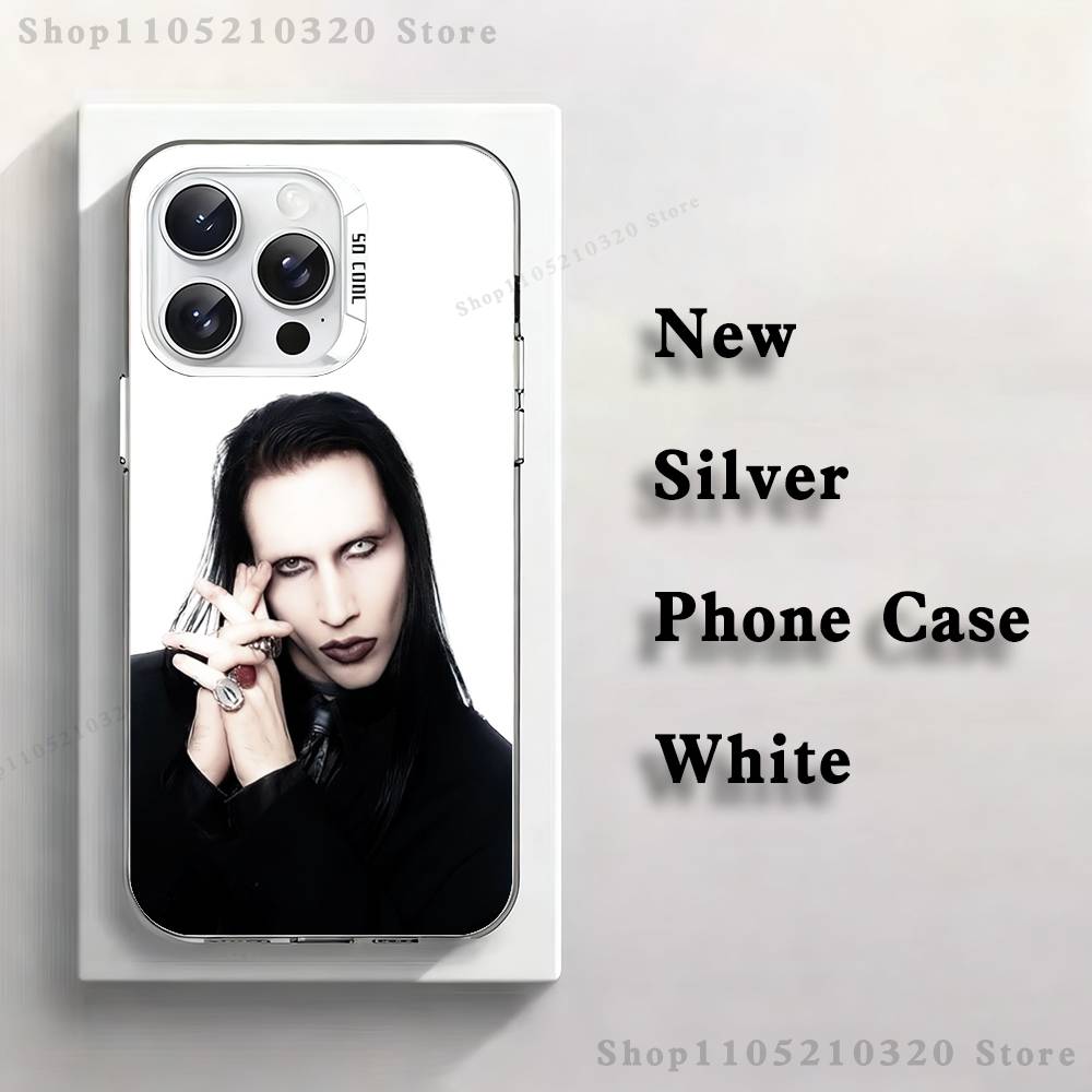 Чехол для телефона M-Marilyn M-Manson для iPhone 17,16,15,14,13,12,11,Mini,Pro,E,MAX Белый Матовый Силиконовый Белый Чехол