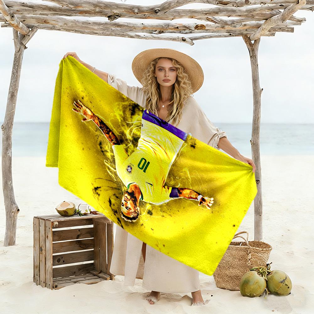 Golden Soccer Moment Beach Towel Super Soft Microfiber Quickdry Fabric Comfortable Lightweight