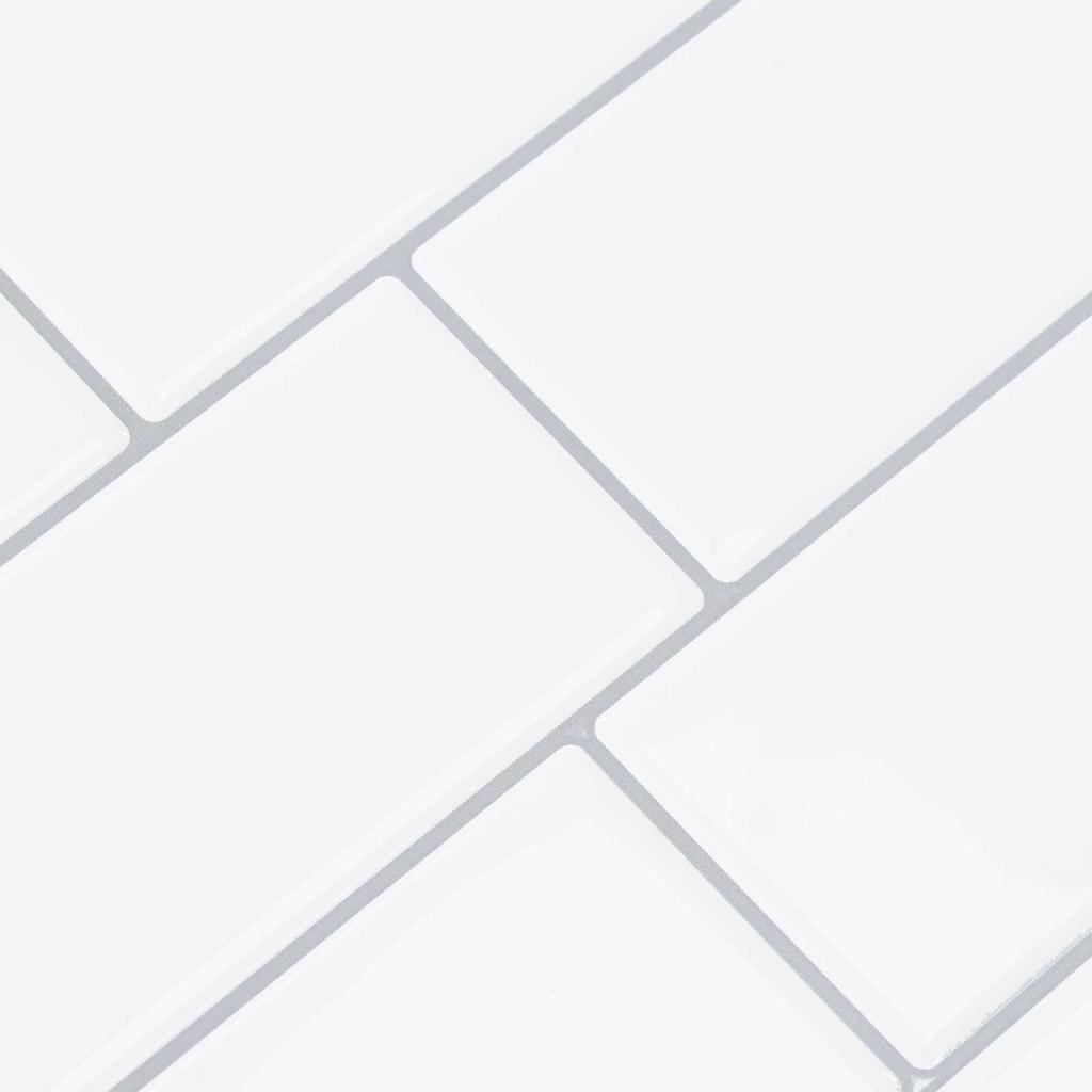 Subway Tile 10 pcs White Grey 29 x 21 cm Polyurethane and PET
