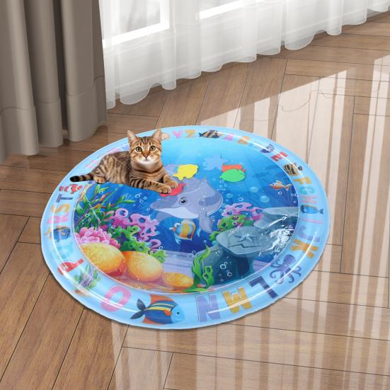 Коврик с датчиком воды для кошек, утолщенный сенсорный игровой коврик с рыбным узором, надувное охлаждение