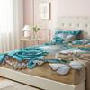 3pcs Blue Fitted Sheet Set Butterfly Rose Heart Love 3D Printed 100% Polyester Cover Breathable Bedding Set with 2 Pillowcases