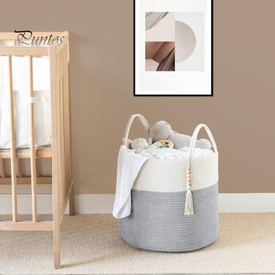 Плетеная корзина для хранения, декоративная корзина из натуральной веревки с ручкой, большая вместительная корзина для хранения игрушек, органайзер для одежды