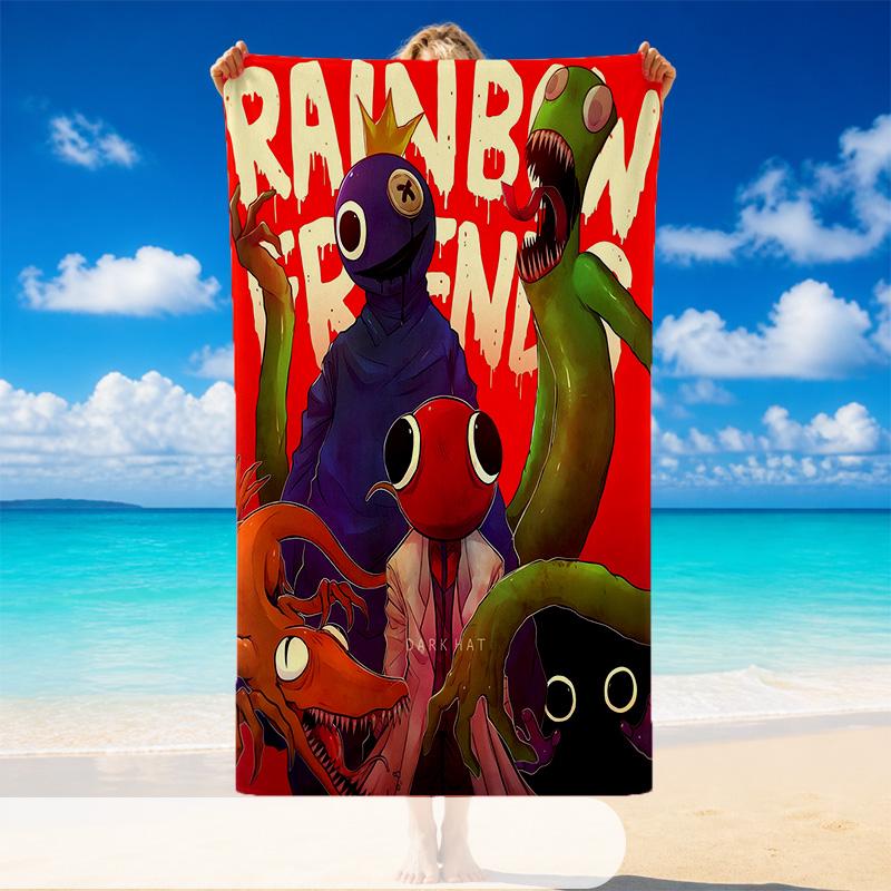 Quick Dry Beach Towel Rainbow Friends Pattern, Lightweight Absorbent Towel for Pool Beach Vacation Use