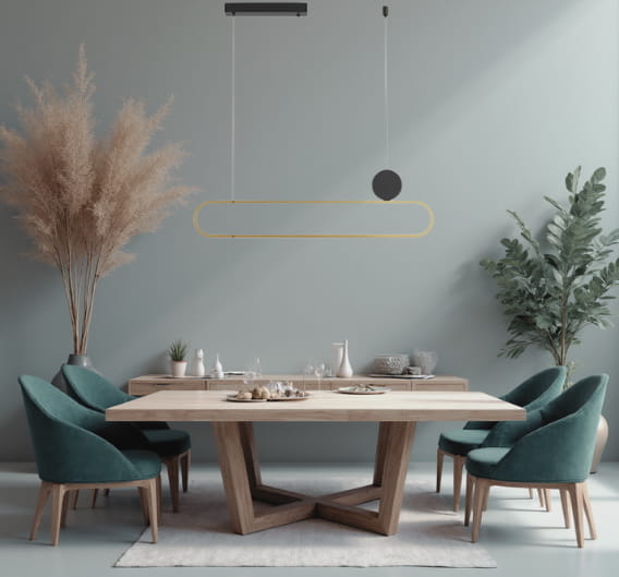 Elyptica - Modern LED Pendant Lamp for Dining Room, 100cm, Gold