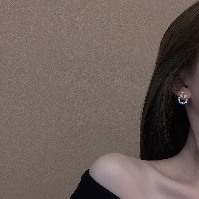 Элегантные модные серьги-гвоздики в форме венка и банта для женщин, искусственный жемчуг, ювелирные изделия в подарок