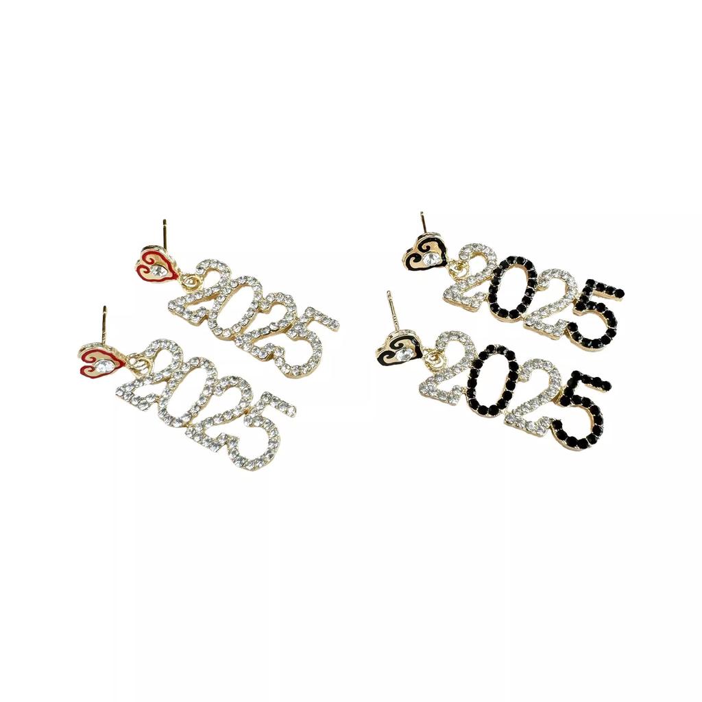 Модные и универсальные цифровые серьги 2025 года, персонализированные серьги с буквенным алфавитом и универсальные бриллиантовые серьги