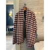 NINA SOLOR Thick Cashmere Houndstooth Color Block Scarf Shawl