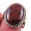 Натуральный обсидиан махагони драгоценный камень серебро 925 пробы двухцветное кольцо размер 7 E8p34