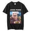 Футболка с мемом John Pork Мужская Женская Мода Оверсайз Хлопковые Футболки Летняя Повседневный Комфорт Короткий Рукав Футболка Уличная Одежда