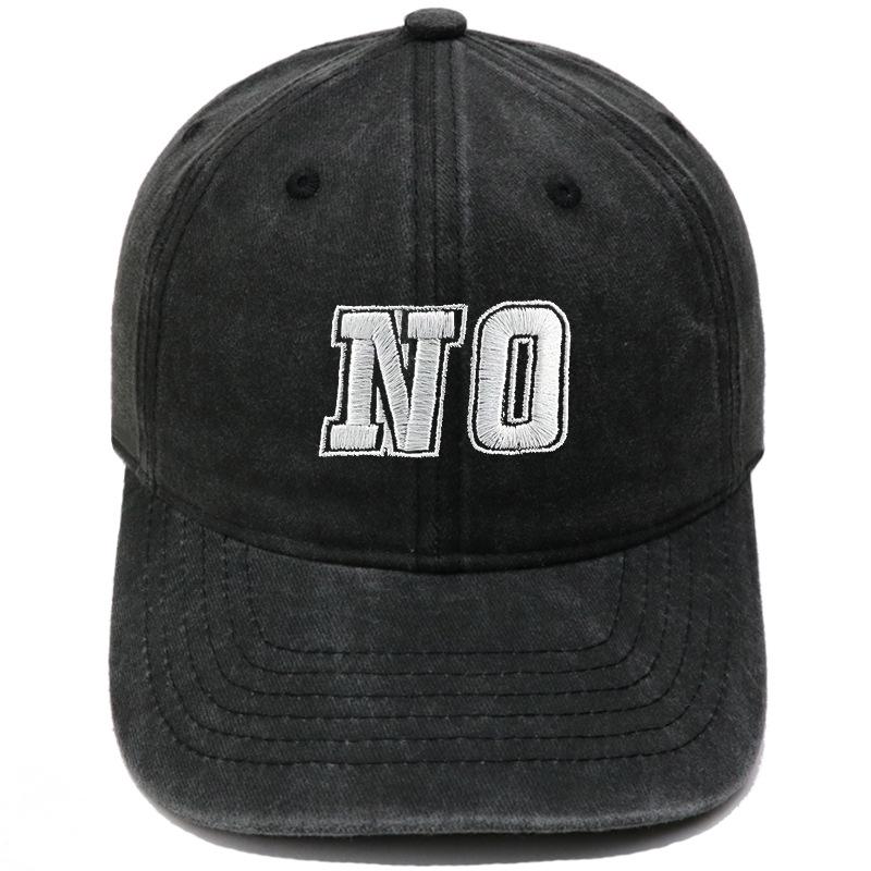 New letter NO embroidered baseball cap washed retro cap men and women couple casual outdoor sun hat