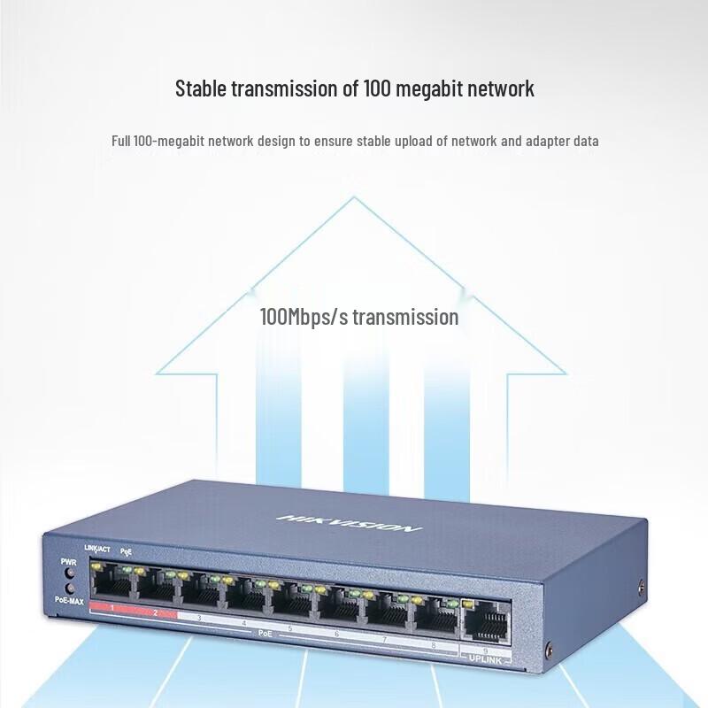 HIKVISION 9-Port Fast Ethernet PoE Switch CN plug (adapter included)