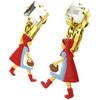 [P2020] - Artisanal Clip-on Earrings 'Monde Merveilleux' (Red Riding Hood) Multi-colored Gold - 35x15 Mm