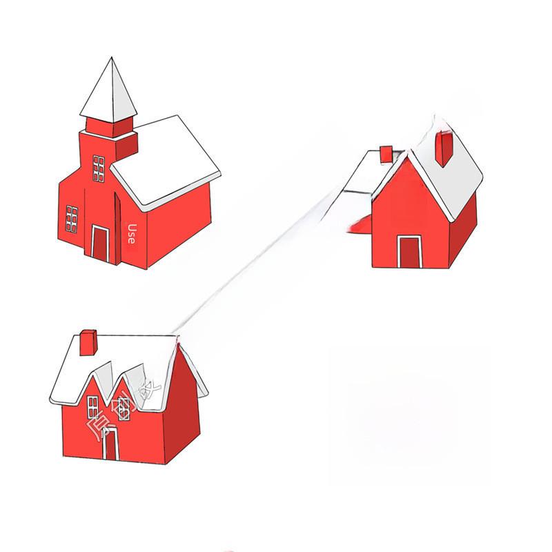 Праздничная полимерная снежная избушка, красная, рождественский снеговик, подарок, украшение