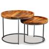 VidaXL Set of 2 Side Tables Solid Mango Wood