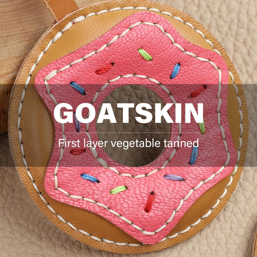 CRAZYSMITH Handmade Donut Bag Pendant Genuine Leather Bag Keychain For Handbags Interesting Stylish Leather Bag Accessories