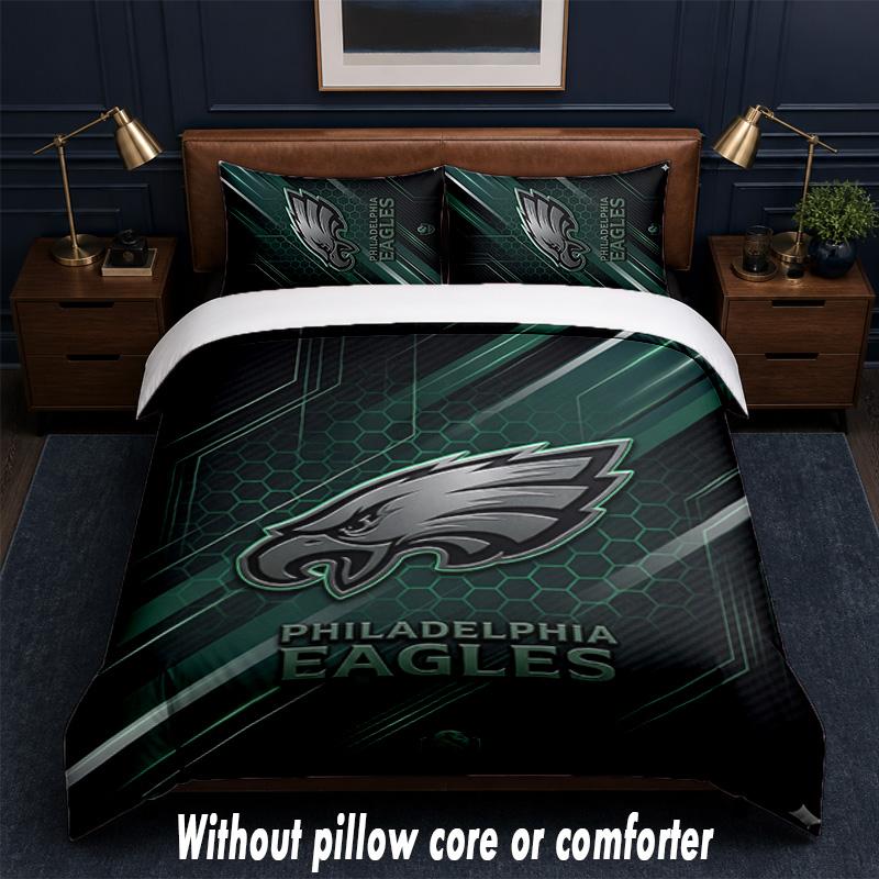 Дизайн Philadelphia Eagles Комплект постельного белья 1 пододеяльник + 2 наволочки Мягкое дышащее домашнее постельное белье