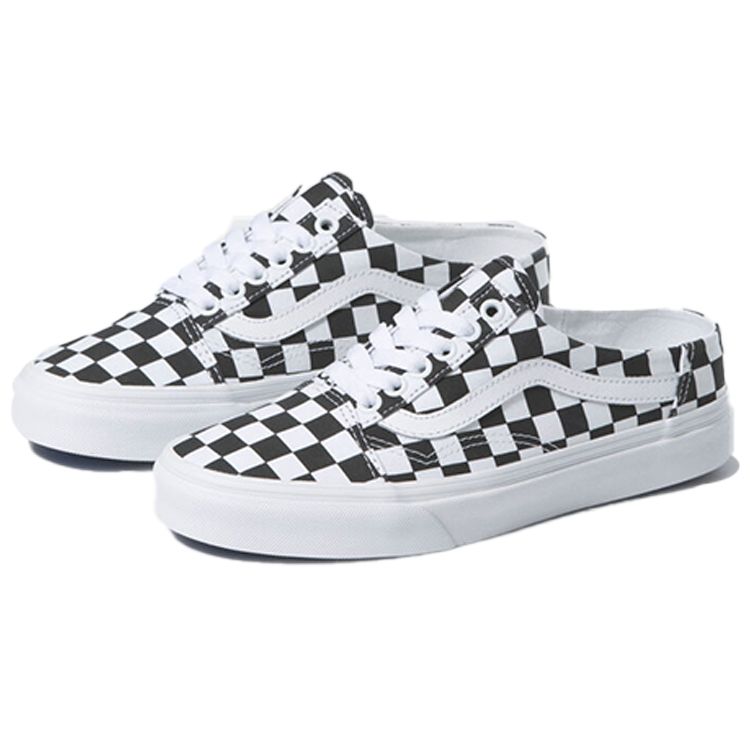 Vans Кеды Old Skool Mule с низким верхом для скейтбординга, унисекс, белые, черные, в клетку, VN0A4P3Y5GU