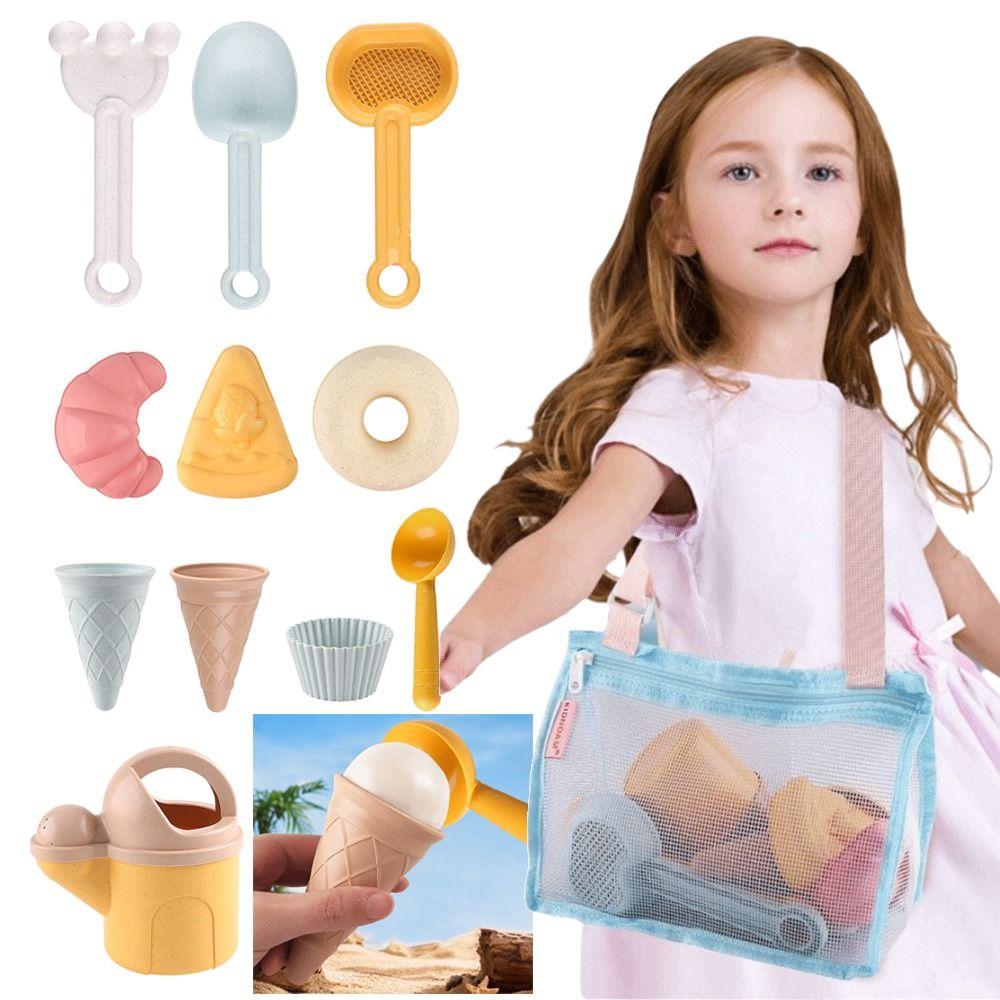 11PCS Mixed Color Beach Toy Set Sand Mold Outdoor Beach Toy Water Bottle Set Summer Outdoor