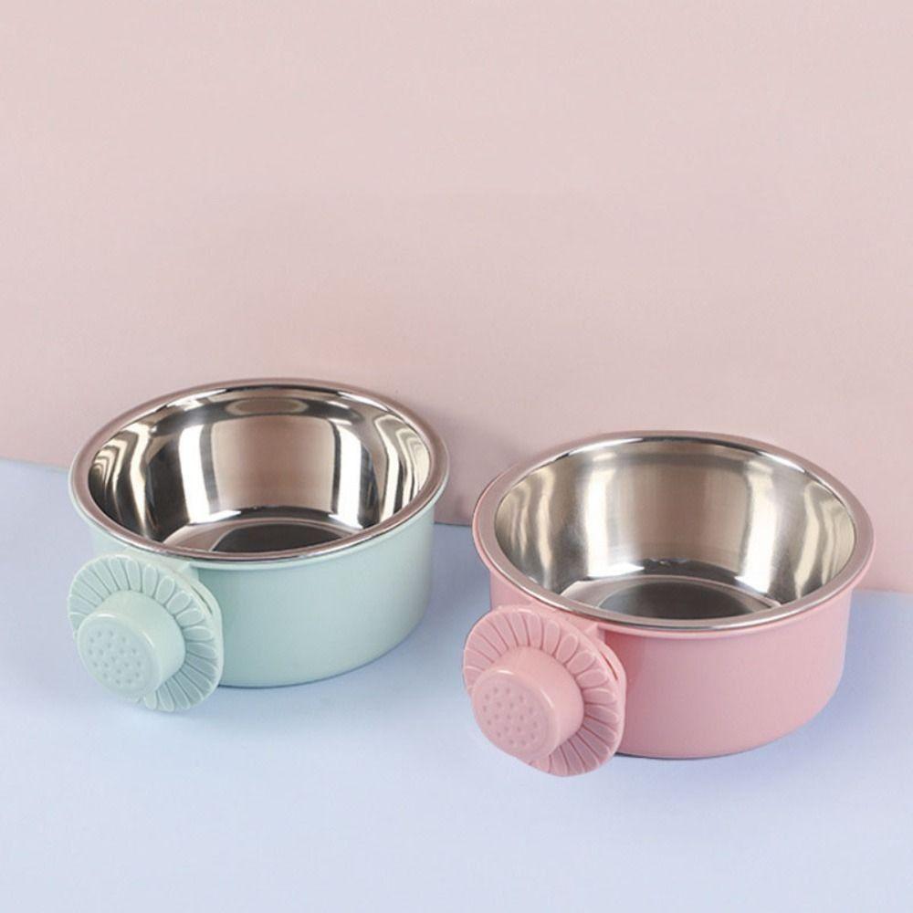 3 Colors Cat Dog Food Dispenser 2-in-1 Pet Feeding Tool Portable Pet Cage Bowl  Cat
