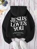 Jesus Loves You Letter Pattern Hoodies Womens Street Style Breathable Sportswear Basics Comfortable Hoody Hot Sale Y2K Tops