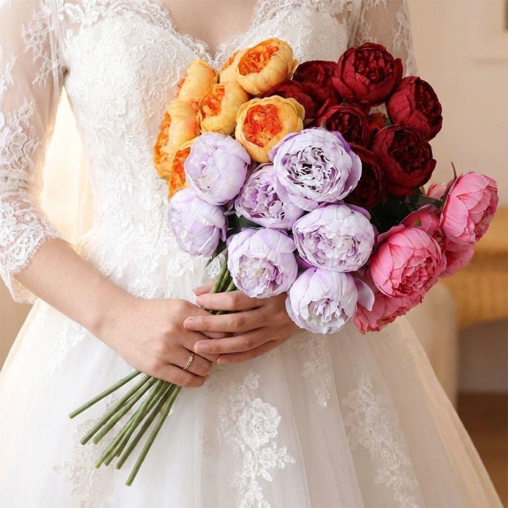 44cm Height Simulation Flower 7 Heads Peony Buds Wedding Bouquet Desktop Ornament