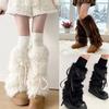 Bowknot Ribbon Leg Warmers Fuzzy Plush Boot Cover JK Foot Cover Sweet Harajuku Style