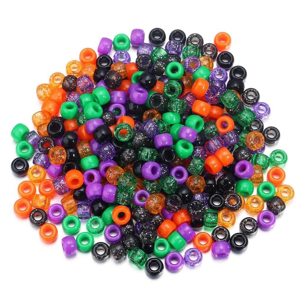 200pcs 6x9mm Mixed Color Big Hole Pony Beads Loose Spacer Acrylic Beads For Jewelry Making DIY Hair Braids Bracelet Accessories