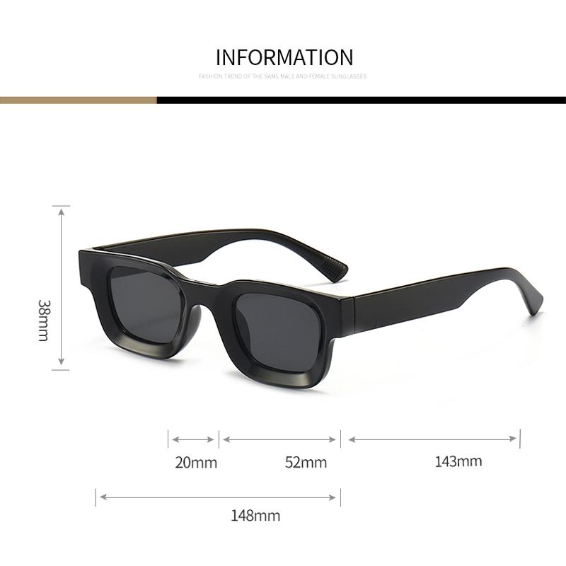Small Sunglasses Rectangle Thick Frame Square Sun Glasses Men'S Black Blue Ladies Sun Shades Uv400 Unisex Eyewears