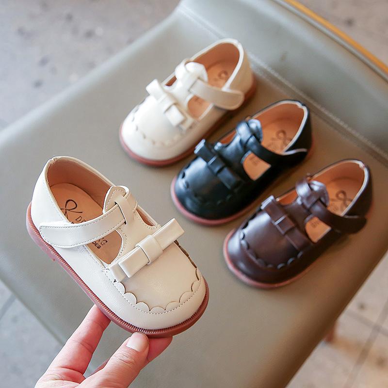 Girls Bowknot Princess Shoes Cute Elegant and Non Slip Leather Shoes