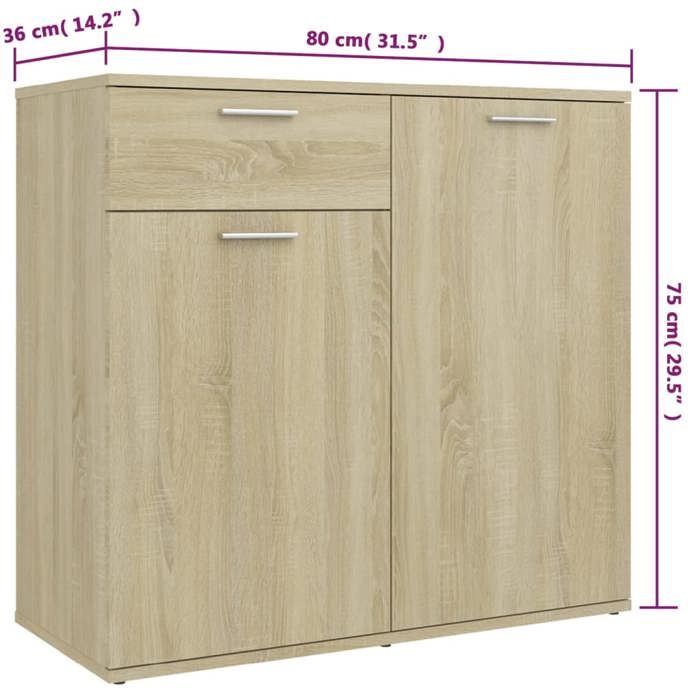 VidaXL Buffet Sonoma Oak 160x36x75 Cm Engineered Wood 3074930