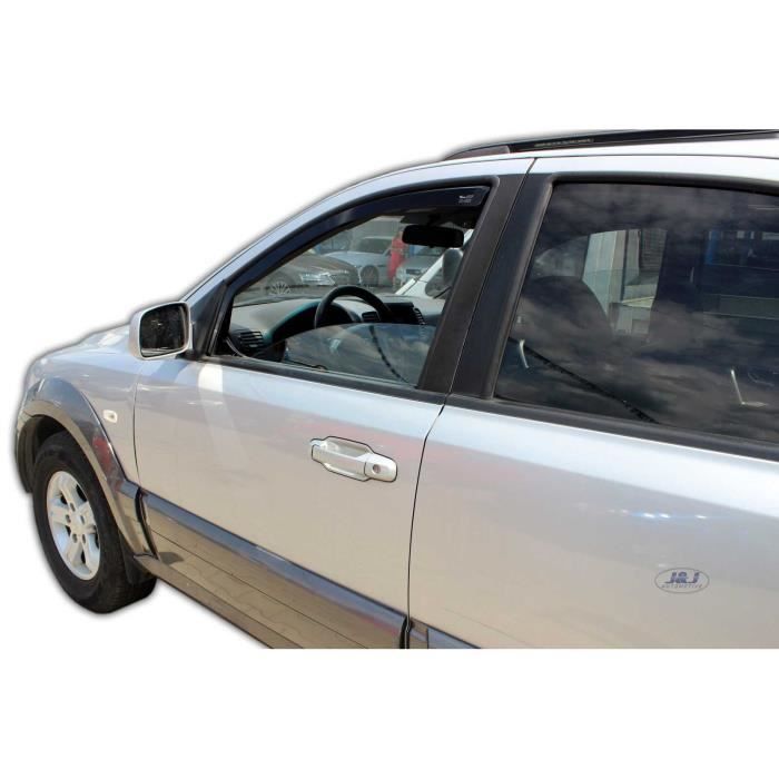 Déflecteurs d'air - J&amp;J AUTOMOTIVE - Kia Sorento 1 - Fumé - Acrylique renforcé - Installation facile